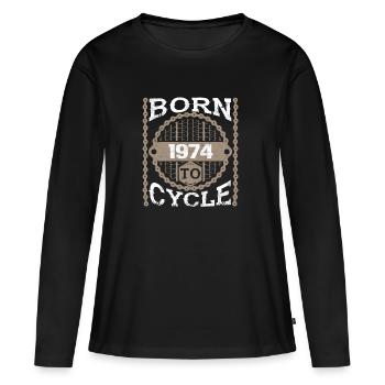 né à vélo moutainbike vélo 1974 - T-shirt manches longues Premium bio Femme - noir - Devant - Julia (174cm)