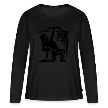 indian indianer american tent zelt teepee tomahawk - Frauen Premium Bio Langarmshirt - Schwarz - Vorne - Julia (174cm)