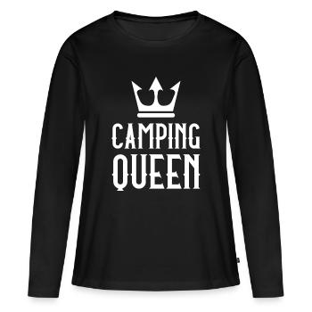 Camping Queen - T-shirt manches longues Premium bio Femme - noir - Devant - Julia (174cm)