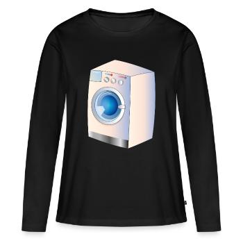 Machine à laver dans le style BD pour des idées fraîches - T-shirt manches longues Premium bio Femme - noir - Devant - Julia (174cm)