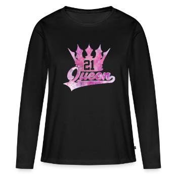 QUEEN 21ST BIRTHDAY SWEET 21 - Women's Premium Organic Long Sleeve Shirt - black - Front - Julia (174cm)