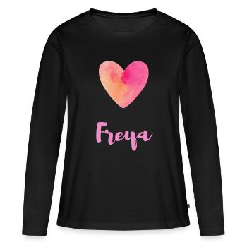 Freya Herz Aesthetic Mädchen Namensdesign - Frauen Premium Bio Langarmshirt - Schwarz - Vorne - Julia (174cm)