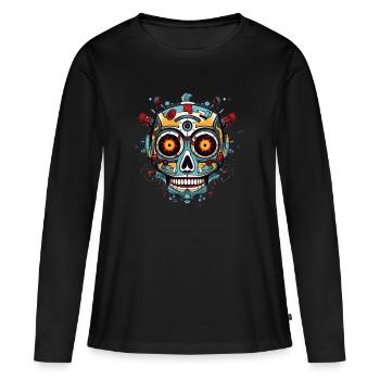 Mexican skull of robot - Women's Premium Organic Long Sleeve Shirt - black - Front - Julia (174cm)
