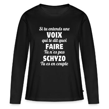 couple, jeune couple, amoureux - T-shirt manches longues Premium bio Femme - noir - Devant - Julia (174cm)