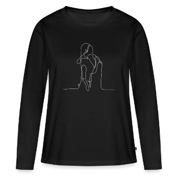 singende Frau Linie gezeichnet - Frauen Premium Bio Langarmshirt - Schwarz - Vorne - Julia (174cm)