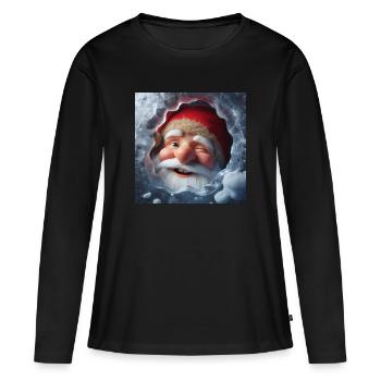 Diablotin regardant à travers la glace en riant - T-shirt manches longues Premium bio Femme - noir - Devant - Julia (174cm)