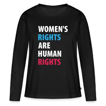 Les droits des femmes sont des droits humains - T-shirt manches longues Premium bio Femme - noir - Devant - Julia (174cm)