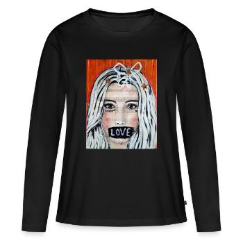 Spread LOVE - Frauen Premium Bio Langarmshirt - Schwarz - Vorne - Julia (174cm)