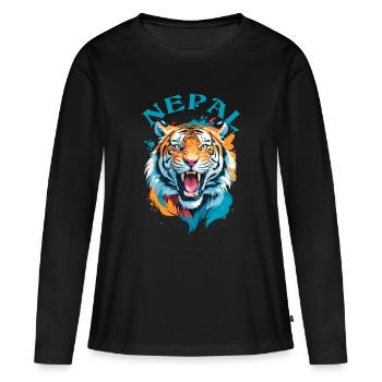 Tigre Du Népal - T-shirt manches longues Premium bio Femme - noir - Devant - Julia (174cm)