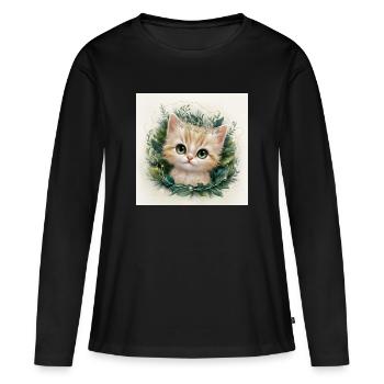 chaton - T-shirt manches longues Premium bio Femme - noir - Devant - Julia (174cm)