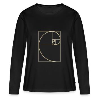 Nombre d’or – Esthétique mathématique à porter - T-shirt manches longues Premium bio Femme - noir - Devant - Julia (174cm)