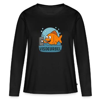 Pêche Fun Poisson Sonnette Dessin Animé Design - T-shirt manches longues Premium bio Femme - noir - Devant - Julia (174cm)
