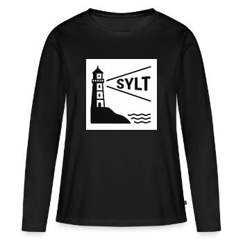 Sylt - T-shirt manches longues Premium bio Femme - noir - Devant - Julia (174cm)