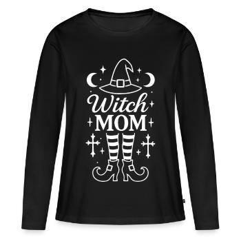 Sorcière Maman Halloween Costume Drôle Dicton - T-shirt manches longues Premium bio Femme - noir - Devant - Julia (174cm)