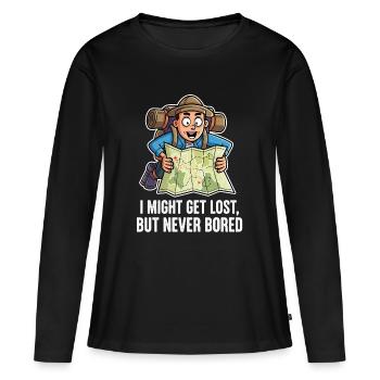 Wanderlust Design – un dicton amusant pour les aventuriers - T-shirt manches longues Premium bio Femme - noir - Devant - Julia (174cm)