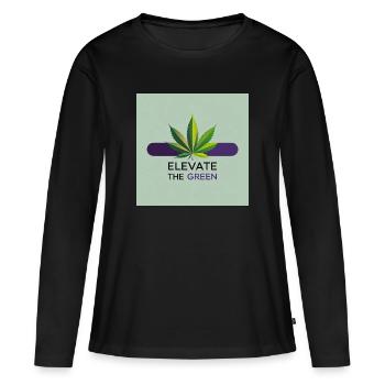Elevate The Green Cannabis Leaf - Women's Premium Organic Long Sleeve Shirt - black - Front - Julia (174cm)