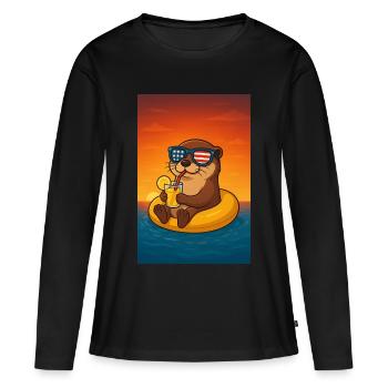 Monterey Bay aquarium loutre chemise loutre chemise loutre mer - T-shirt manches longues Premium bio Femme - noir - Devant - Julia (174cm)