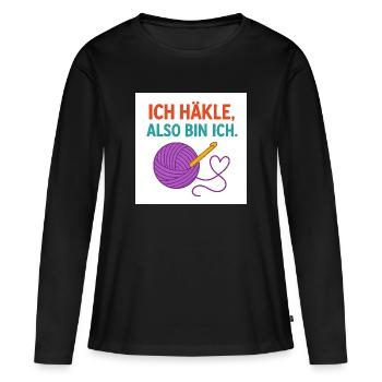 Je crochete, donc je suis - T-shirt manches longues Premium bio Femme - noir - Devant - Julia (174cm)