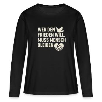 Paix et humanité - T-shirt manches longues Premium bio Femme - noir - Devant - Julia (174cm)