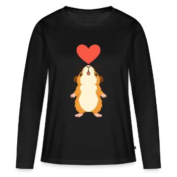 Cochon d’Inde avec cœur - T-shirt manches longues Premium bio Femme - noir - Devant - Julia (174cm)