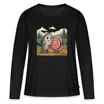 Amitié entre le hareng et l’oignon - T-shirt manches longues Premium bio Femme - noir - Devant - Julia (174cm)