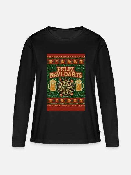 Feliz Navi Darts Weihnachts-Dartboard - Frauen Premium Bio Langarmshirt - Schwarz