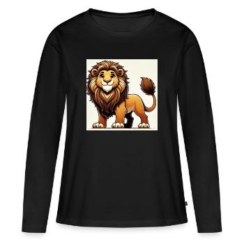 Lion cartoon chaleureux - T-shirt manches longues Premium bio Femme - noir - Devant - Julia (174cm)