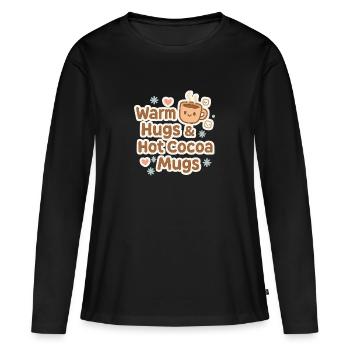 Câlins chaleureux Tasse de cacao - T-shirt manches longues Premium bio Femme - noir - Devant - Julia (174cm)