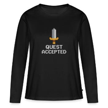 Quest akzeptiertes Pixelschwert - Frauen Premium Bio Langarmshirt - Schwarz - Vorne - Julia (174cm)