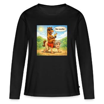 Reversal of horse - male roles - Women's Premium Organic Long Sleeve Shirt - black - Front - Julia (174cm)
