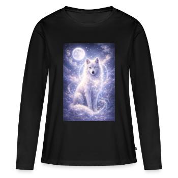 Mystic Wolf Moon Sticker Fantasy Animal Spiritual - Women's Premium Organic Long Sleeve Shirt - black - Front - Julia (174cm)