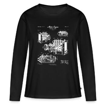 Kunst des Original-Lokomotiven-Bauplans - Frauen Premium Bio Langarmshirt - Schwarz - Vorne - Julia (174cm)
