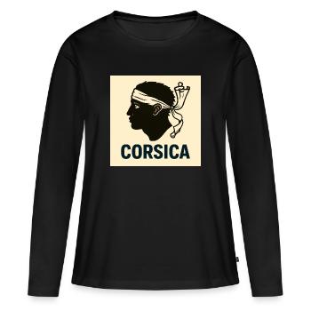 souvenirs corses - T-shirt manches longues Premium bio Femme - noir - Devant - Julia (174cm)