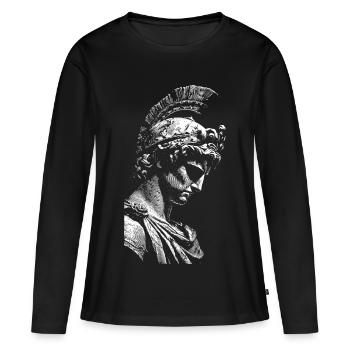 Antique Hero Statue Contrast Print - Women's Premium Organic Long Sleeve Shirt - black - Front - Julia (174cm)