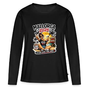Mallorca 2026 Inselspaß - Frauen Premium Bio Langarmshirt - Schwarz - Vorne - Julia (174cm)