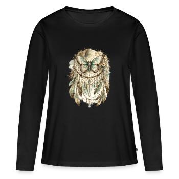 Mondtraumfalter Traumfänger - Frauen Premium Bio Langarmshirt - Schwarz - Vorne - Julia (174cm)