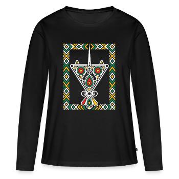 Bijoux de Kabylie - T-shirt manches longues Premium bio Femme - noir - Devant - Julia (174cm)