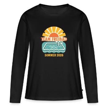 Team Freibad Sommer 2026 - Frauen Premium Bio Langarmshirt - Schwarz - Vorne - Julia (174cm)