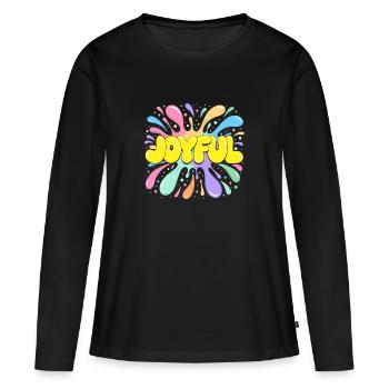 Joyful Burst Psychedelic Splash - T-shirt manches longues Premium bio Femme - noir - Devant - Julia (174cm)