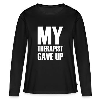 Mon thérapeute a abandonné - T-shirt manches longues Premium bio Femme - noir - Devant - Julia (174cm)
