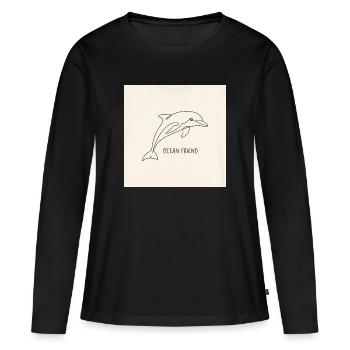 Art en ligne de dauphin : Ami de l’océan - T-shirt manches longues Premium bio Femme - noir - Devant - Julia (174cm)