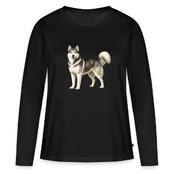 Husky portrait in the fog - Women's Premium Organic Long Sleeve Shirt - black - Front - Julia (174cm)