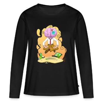 Un cerveau conscient méditant la richesse - T-shirt manches longues Premium bio Femme - noir - Devant - Julia (174cm)