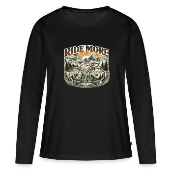 Ride More Club Retro Cycling - Women's Premium Organic Long Sleeve Shirt - black - Front - Julia (174cm)