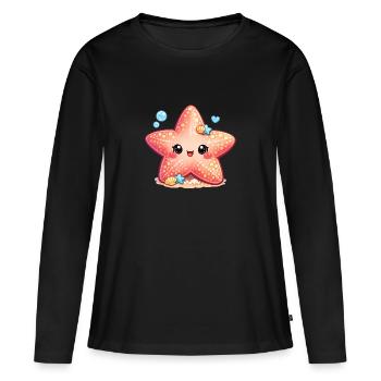 Seestern - Frauen Premium Bio Langarmshirt - Schwarz - Vorne - Julia (174cm)