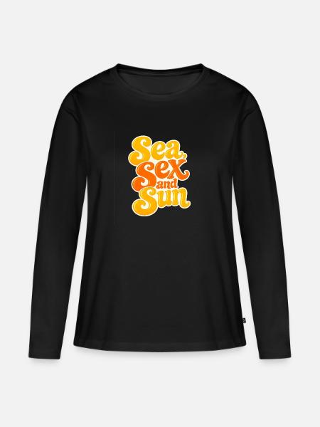 Meer, Sex und Sonne - Frauen Premium Bio Langarmshirt - Schwarz