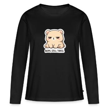 KuschelBär : Non. Toujours fatigué. - T-shirt manches longues Premium bio Femme - noir - Devant - Julia (174cm)
