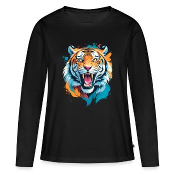 Tigre - T-shirt manches longues Premium bio Femme - noir - Devant - Julia (174cm)