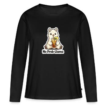 Illustration de la boisson au lama sans problème - T-shirt manches longues Premium bio Femme - noir - Devant - Julia (174cm)