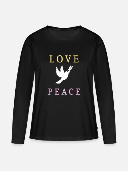 Love peace dove - Frauen Premium Bio Langarmshirt - Schwarz
